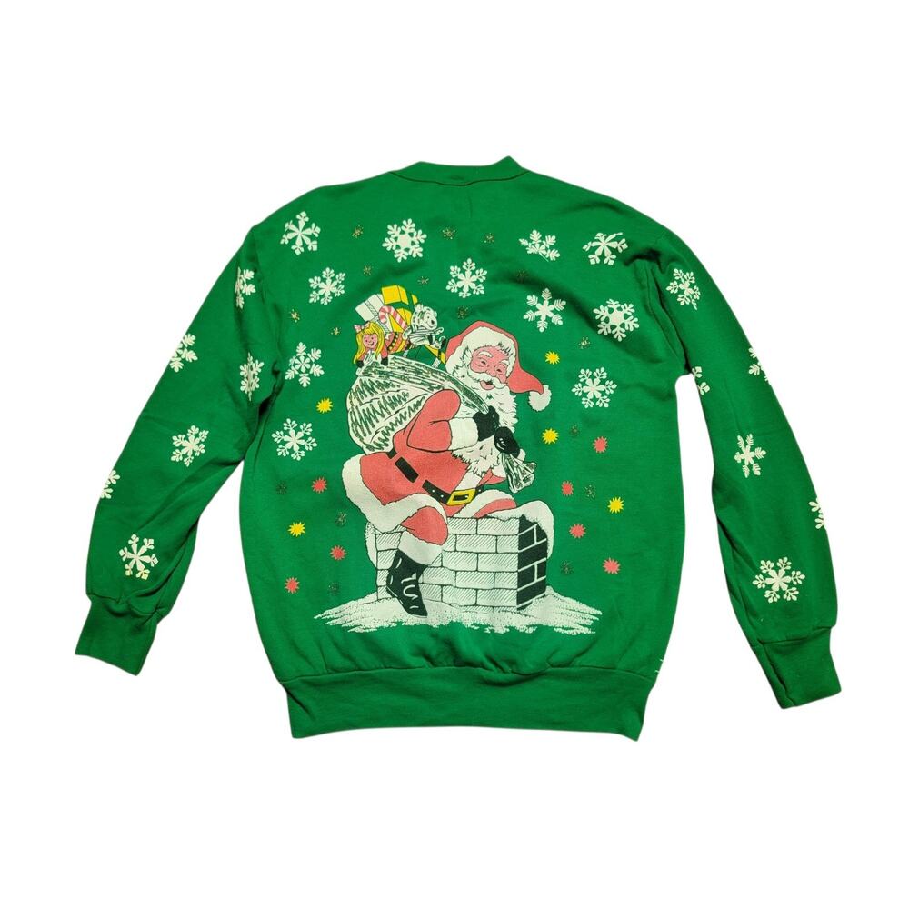 Vintage Christmas Nutcracker Sweatshirt Santa Green S Small M Medium